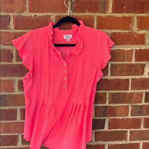 Kim Rogers salmon Eyelet Blouse